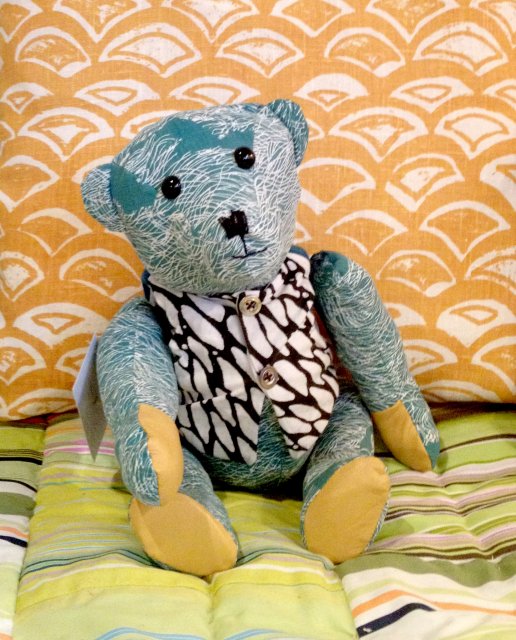 Nalle - made from handprinted fabrics
